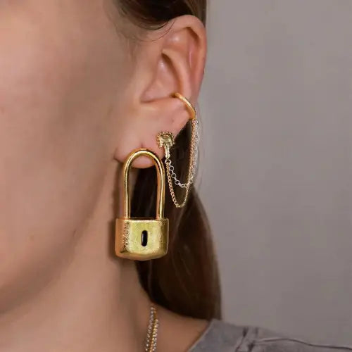 Unlock Your Style with Trendy Lock-Shaped Personalized Earrings