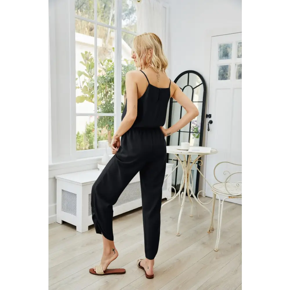 V Neck Spaghetti Strap Sleeveless Jumpsuit for Chic Style