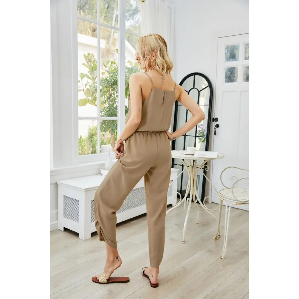 V Neck Spaghetti Strap Sleeveless Jumpsuit for Chic Style