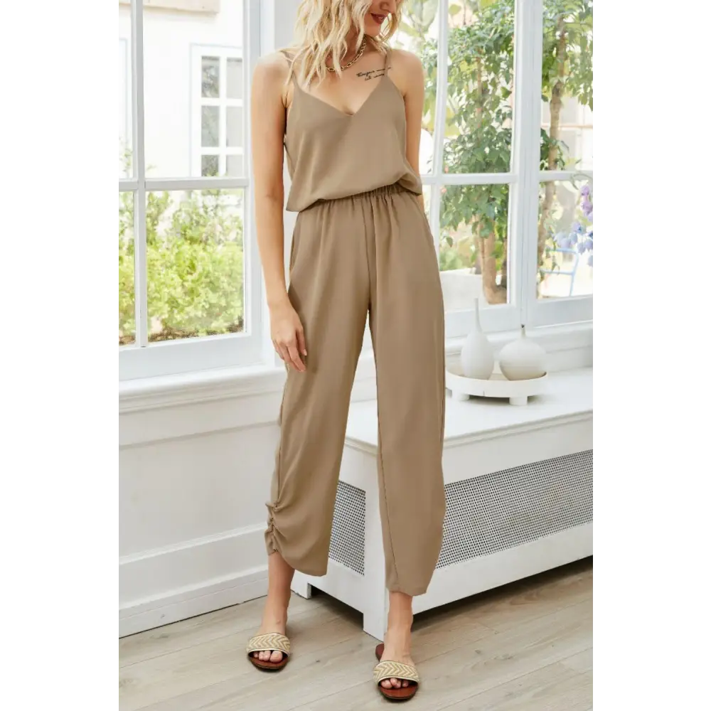 V Neck Spaghetti Strap Sleeveless Jumpsuit for Chic Style