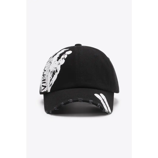 VIBRA Graphic Distressed Adjustable Baseball Cap - CM Fashion