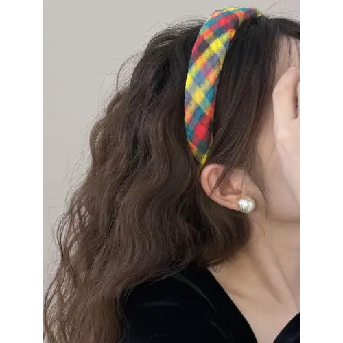 Vibrant Bailey Plaid Polyester Hair Headband Set