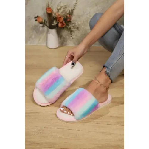 Vibrant Rainbow Slippers