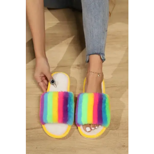 Vibrant Rainbow Slippers