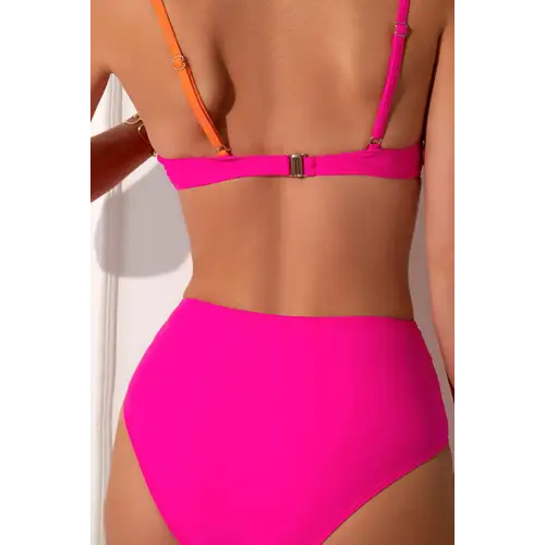 Vibrant Contrast Sweetheart Neck Bikini Set for Summer Fun