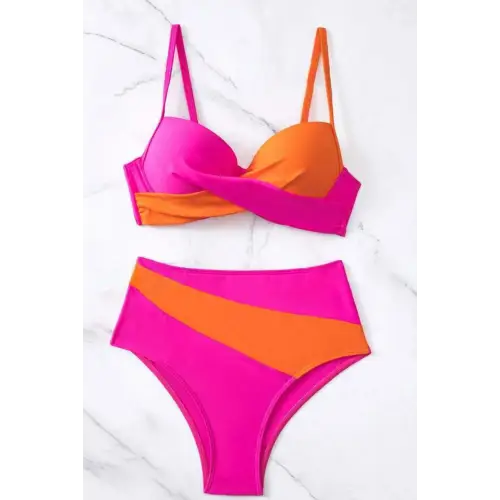 Vibrant Contrast Sweetheart Neck Bikini Set for Summer Fun