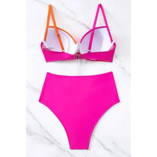 Vibrant Contrast Sweetheart Neck Bikini Set for Summer Fun