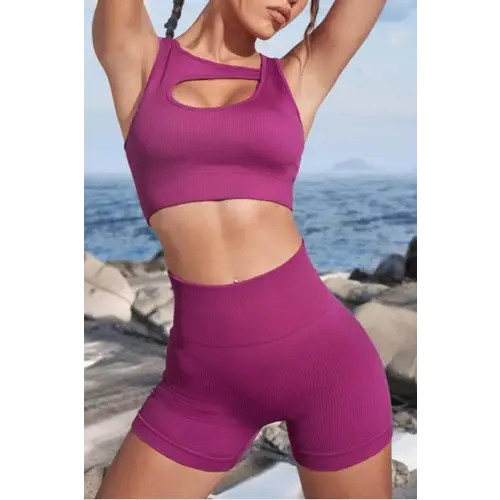 Cutout Two-Piece Sports Set - Hot Pink / S - CynthiaMonica CM