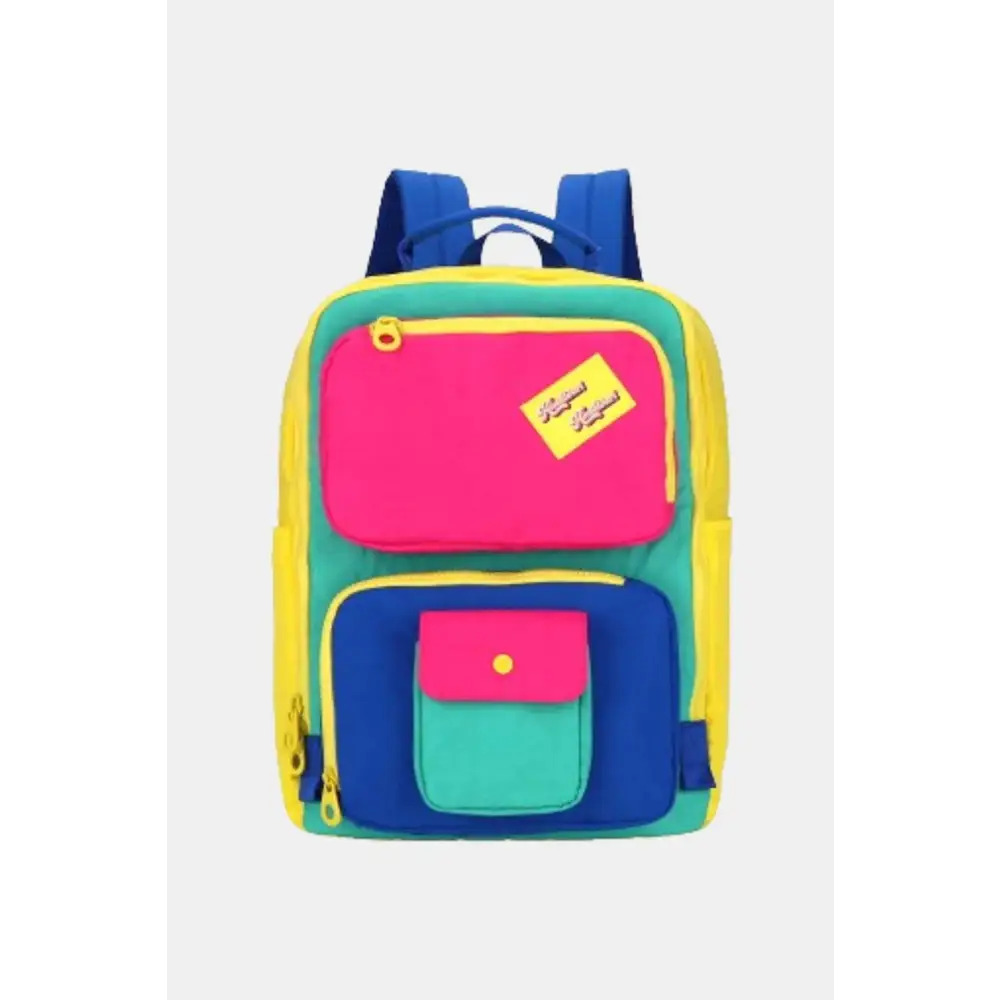 Vibrant Himawari Contrast Nylon Backpack with Interior Zipper Pocket