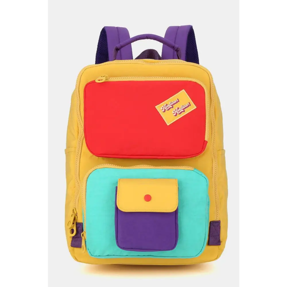 Vibrant Himawari Contrast Nylon Backpack with Interior Zipper Pocket