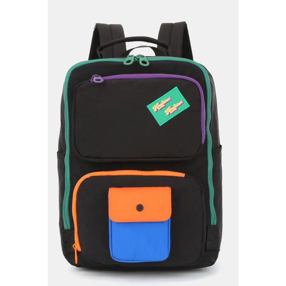 Vibrant Himawari Contrast Nylon Backpack with Interior Zipper Pocket