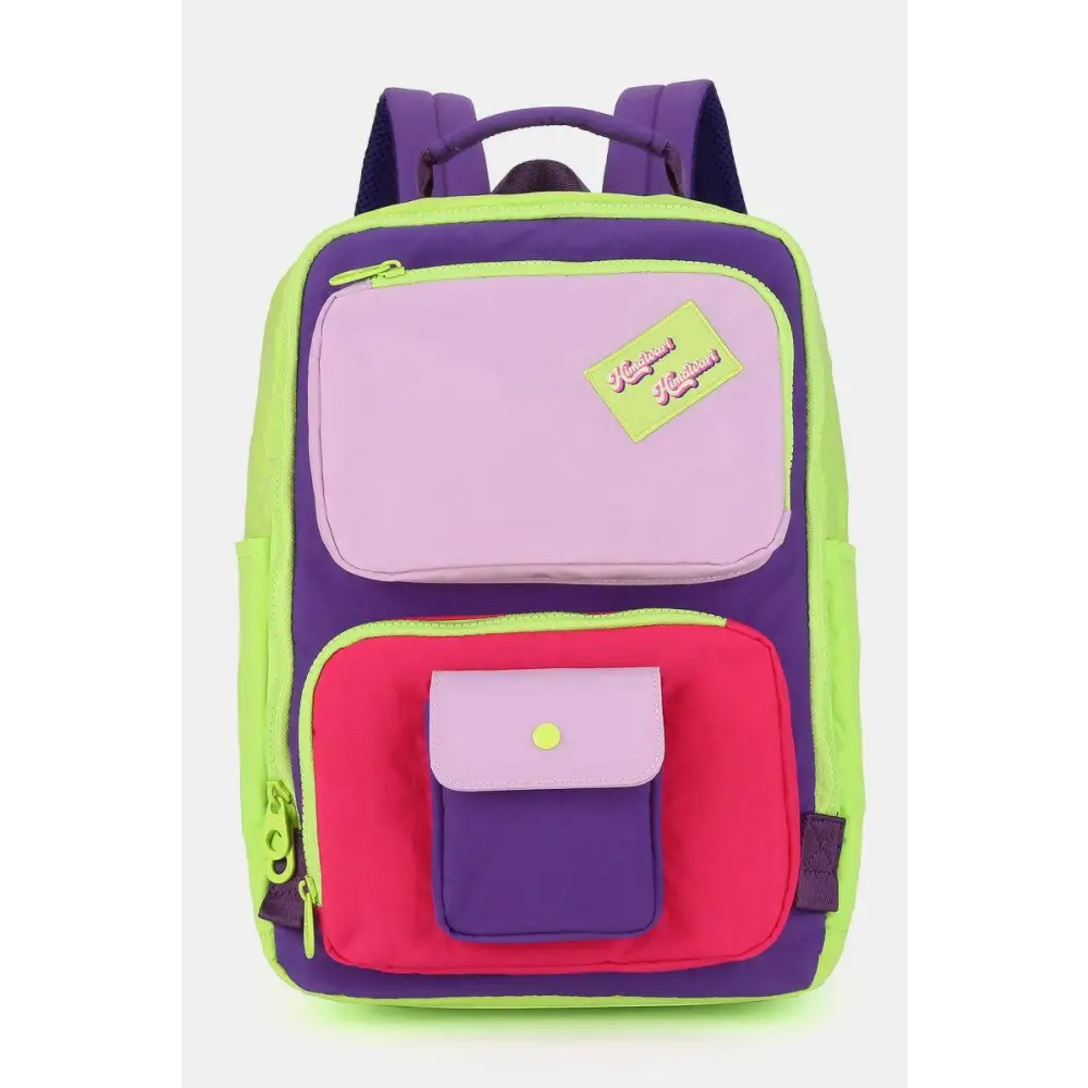 Vibrant Himawari Contrast Nylon Backpack with Interior Zipper Pocket