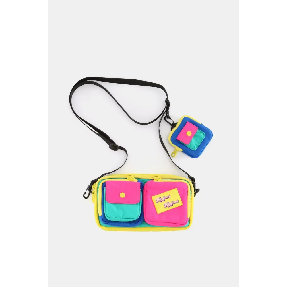 Vibrant Himawari Removable Strap Nylon Crossbody Bag with Coin Purse