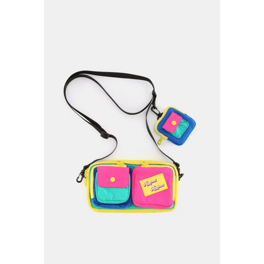 Himawari Removable Strap Nylon Crossbody Bag with EarPods Bag - CM Fashion