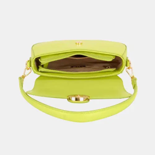 Vibrant Lime David Jones PU Leather Shoulder Bag