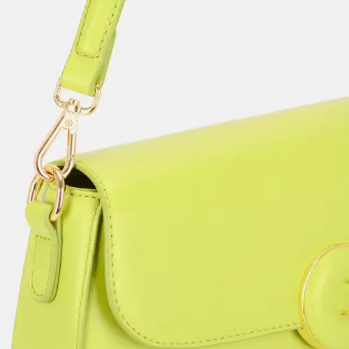 Vibrant Lime David Jones PU Leather Shoulder Bag