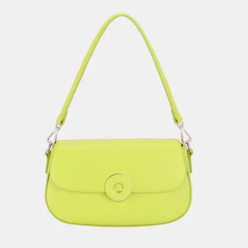 Vibrant Lime David Jones PU Leather Shoulder Bag