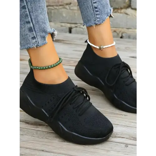 Vibrant Mesh Round Toe Sneakers