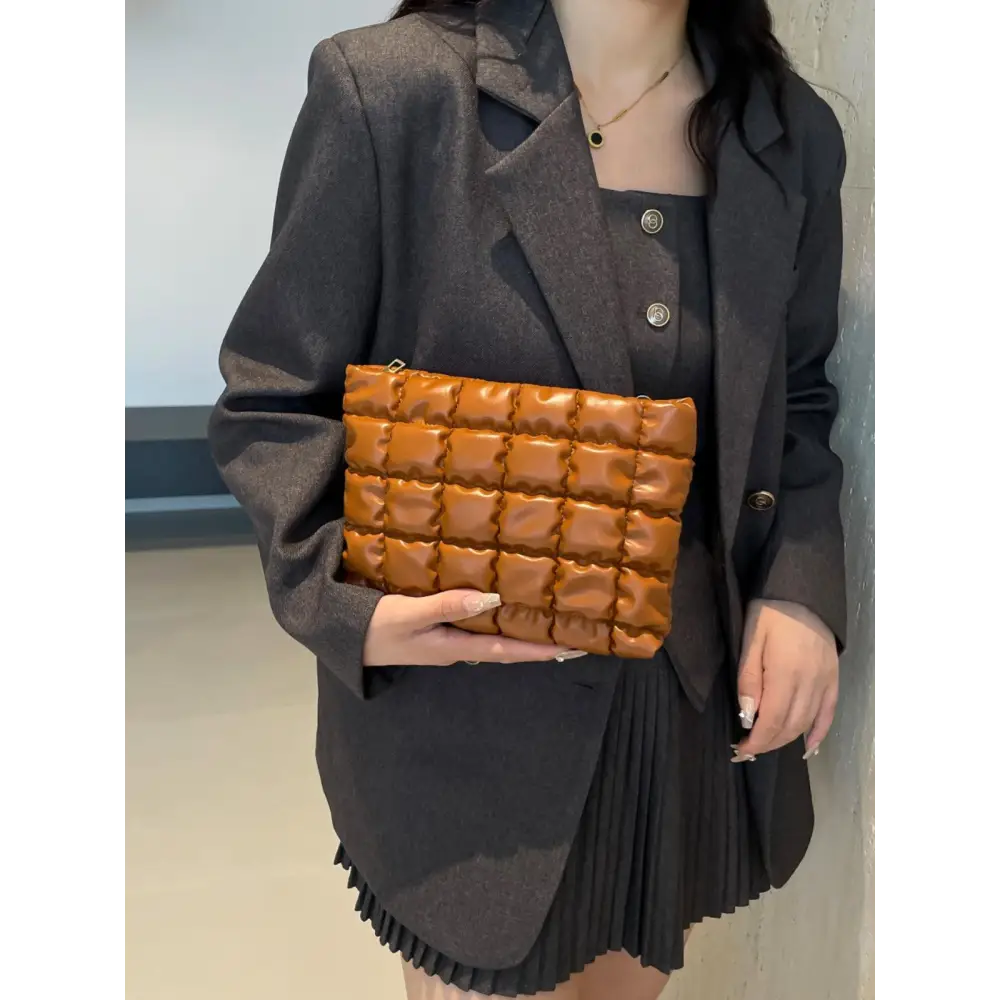 Vibrant Myria Quilted Plaid Clutch for a Chic Statement