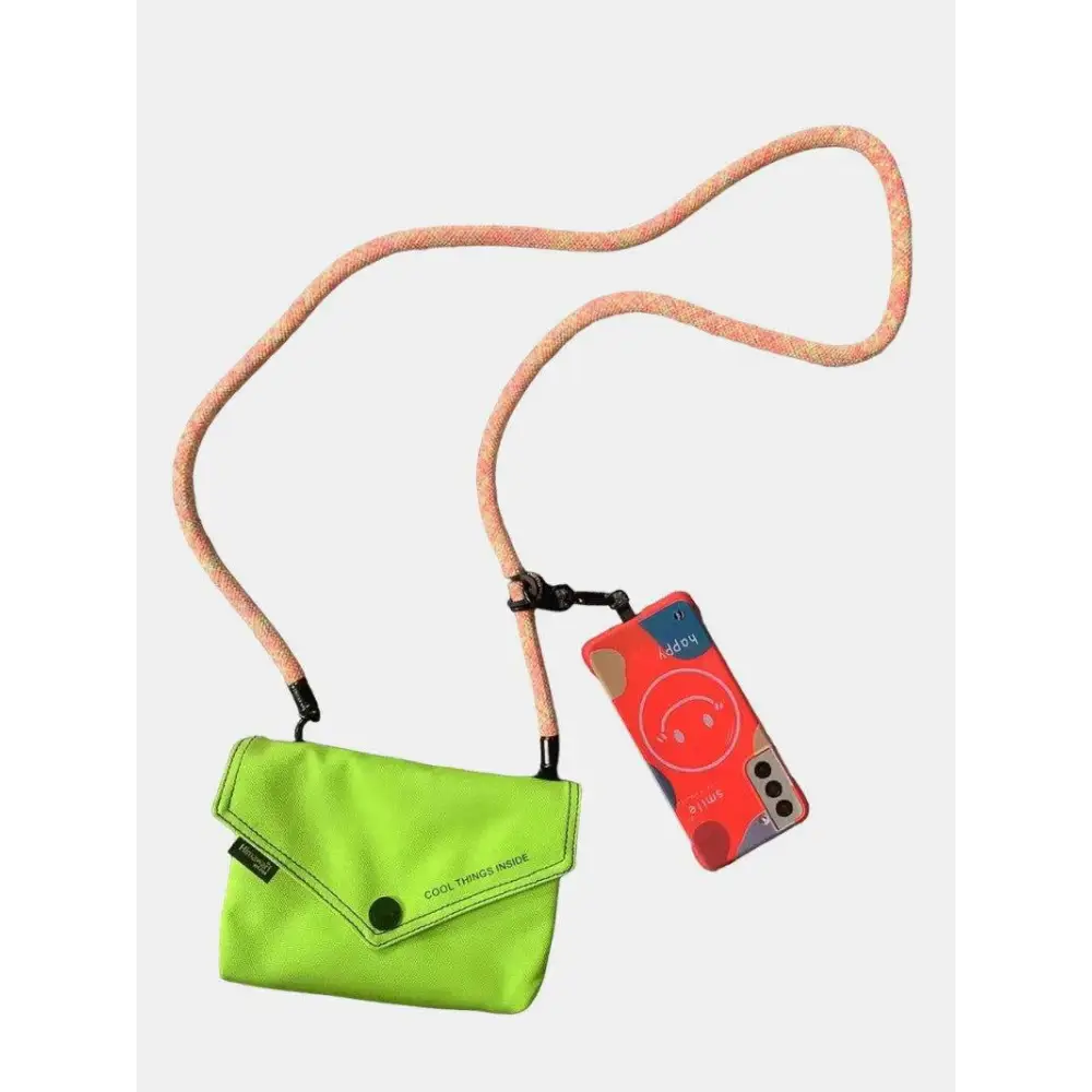 Vibrant Neon Green Envelope Shape Crossbody Bag with Phone Case