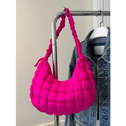 Bubble Texture Ruched Strap Quilted Shoulder Bag - CM Fashion