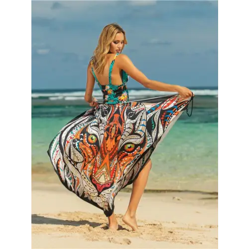 Vibrant Printed Spaghetti Strap Cover Up for Beach Getaways