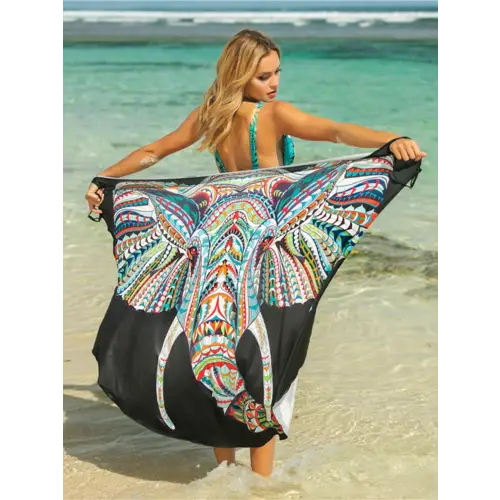 Vibrant Printed Spaghetti Strap Cover Up for Beach Getaways