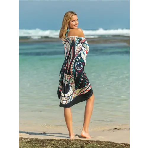 Vibrant Printed Spaghetti Strap Cover Up for Beach Getaways