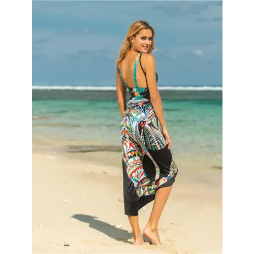 Vibrant Printed Spaghetti Strap Cover Up for Beach Getaways