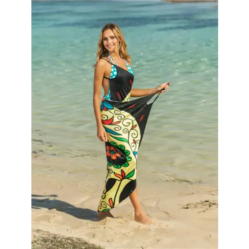 Vibrant Printed Spaghetti Strap Cover Up for Beach Getaways