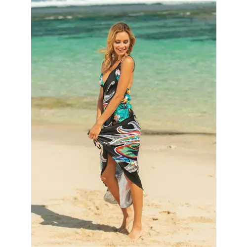 Vibrant Printed Spaghetti Strap Cover Up for Beach Getaways