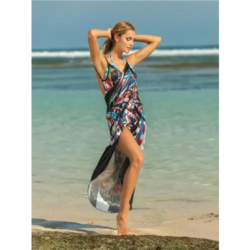 Vibrant Printed Spaghetti Strap Cover Up for Beach Getaways