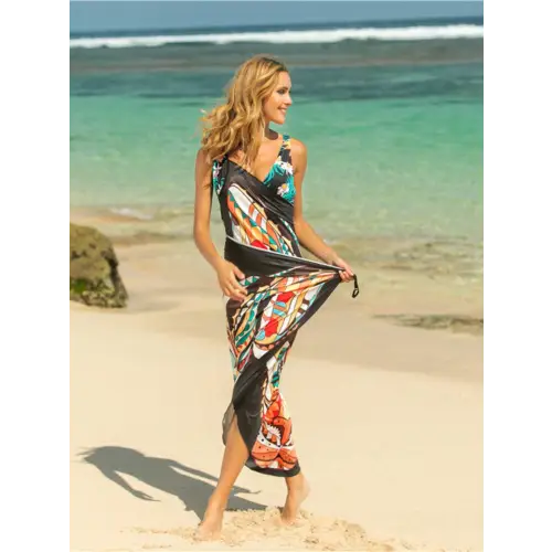 Vibrant Printed Spaghetti Strap Cover Up for Beach Getaways