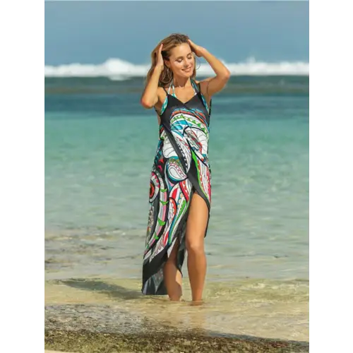 Vibrant Printed Spaghetti Strap Cover Up for Beach Getaways