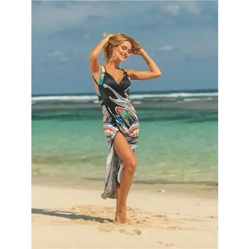 Vibrant Printed Spaghetti Strap Cover Up for Beach Getaways