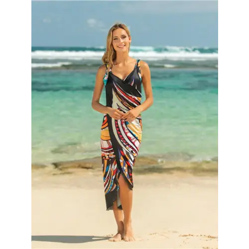 Vibrant Printed Spaghetti Strap Cover Up for Beach Getaways