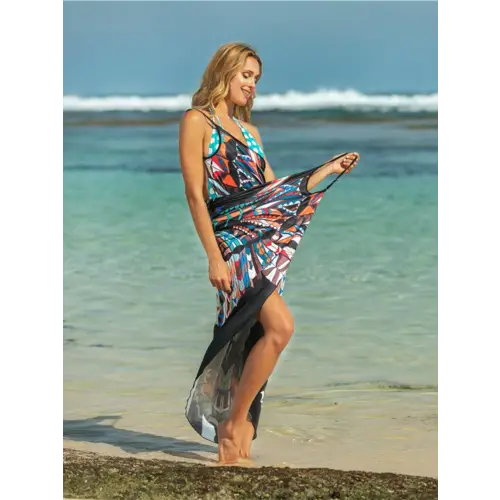 Vibrant Printed Spaghetti Strap Cover Up for Beach Getaways