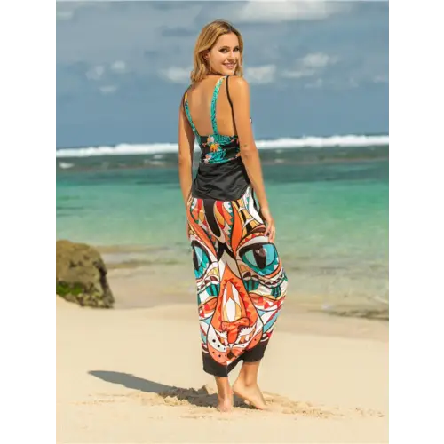 Vibrant Printed Spaghetti Strap Cover Up for Beach Getaways