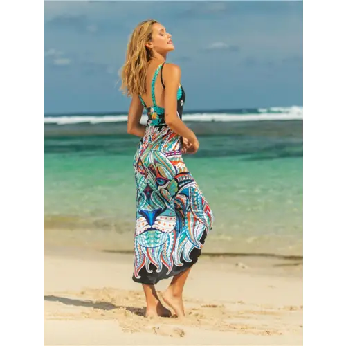 Vibrant Printed Spaghetti Strap Cover Up for Beach Getaways