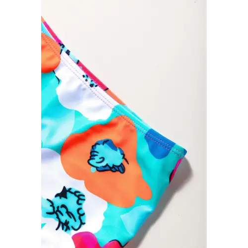 Vibrant Synz Cropped Swim Top with Floral Bottoms Set