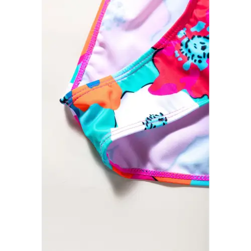 Vibrant Synz Cropped Swim Top with Floral Bottoms Set