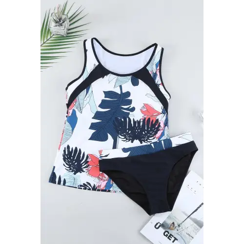 Vibrant Wide Strap Tankini Set for Summer Beach Fun