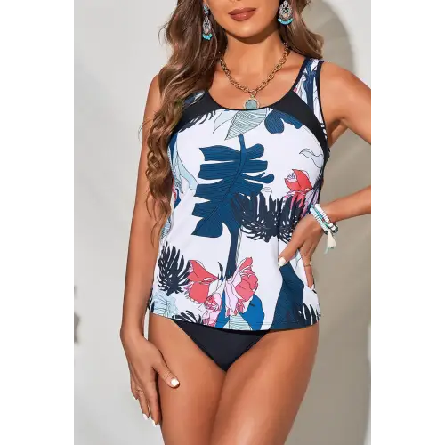 Vibrant Wide Strap Tankini Set for Summer Beach Fun