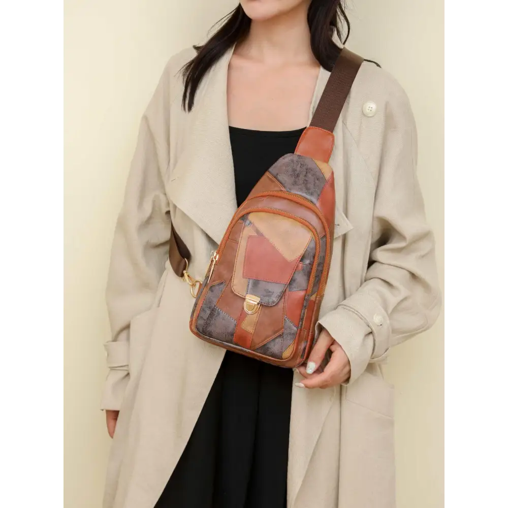 Vibrant Yeppi Leather Color Block Crossbody Bag for Chic Style