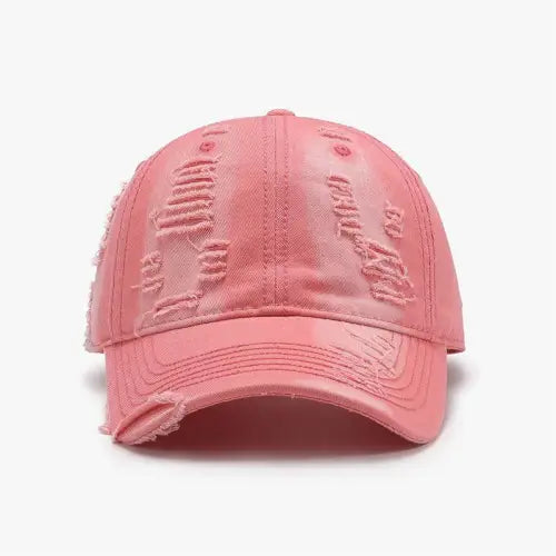 Distressed Adjustable Cotton Baseball Cap - CM Fashion