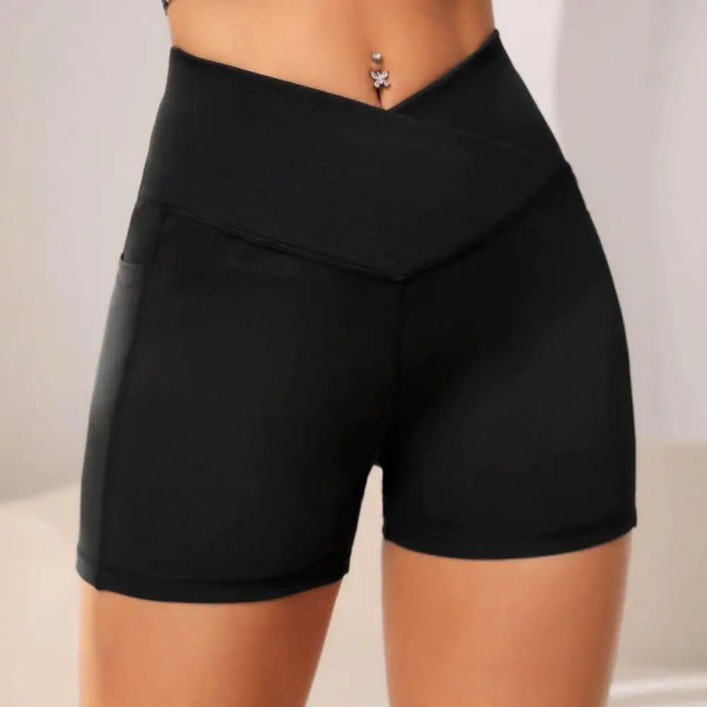 Stretchy Wide Waistband Active Shorts with Pockets Original Tags