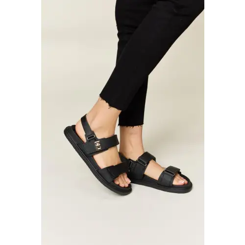 WILD DIVA Velcro Double Strap Slingback Sandals - CM Fashion