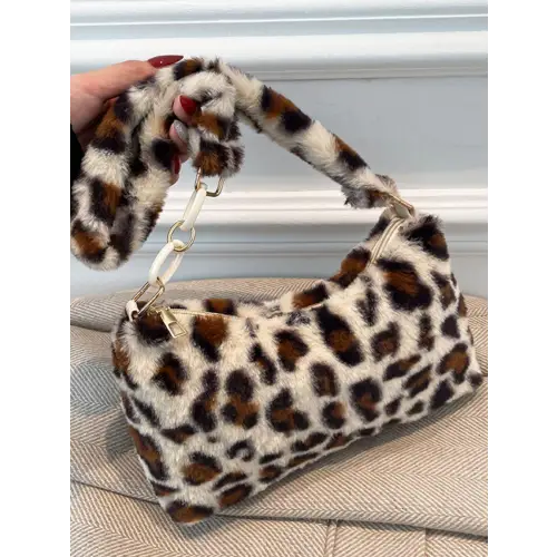 Wild Leopard Fluff Shoulder Bag Unleashes Fierce Style