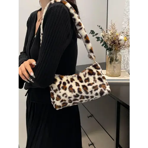 Wild Leopard Fluff Shoulder Bag Unleashes Fierce Style