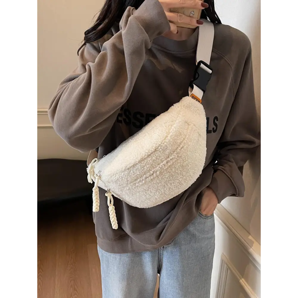 Yeppi Sherpa Crossbody Bag with Adjustable Strap for Cozy Style